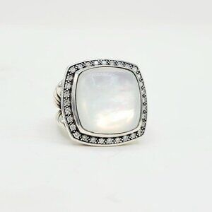 David Yurman Albion Moonstone Doublet Ring w/ Diamonds - 17mm - 6.25 - RARE